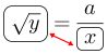 Linarrow(ovalbox(sqrt(y))=frac(a)ovalbox(x)).png