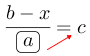 Linarrow(frac(b-x)(ovalbox(a))=c).png