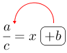 Linarrow(frac(a)(c)=xovalbox(+b)).png