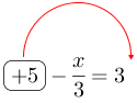 Linarrow(ovalbox(+5)-frac(x)(3)=3).png