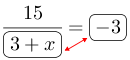 Linarrow(frac(15)(ovalbox(3+x))=ovalbox(-3)).png