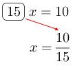 Linarrow(ovalbox(15)x=10x=frac(10)(15)).png