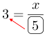 Linarrow(3=frac(x)(ovalbox(5))).png