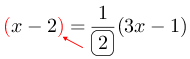 Linarrow(red(x-2red)=frac(1)(ovalbox(2))(3x-1)).png